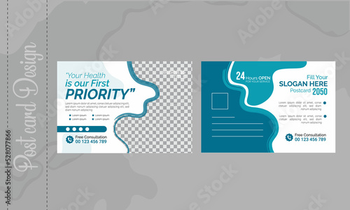 Medical healthcare post card design template