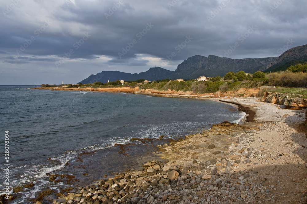 Litoral de la Colonia de Sant Pere. Bahia de Alcudia. Península de Llevant.Arta.Mallorca.Islas Baleares. España.