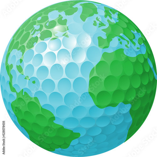 Golf ball world globe concept