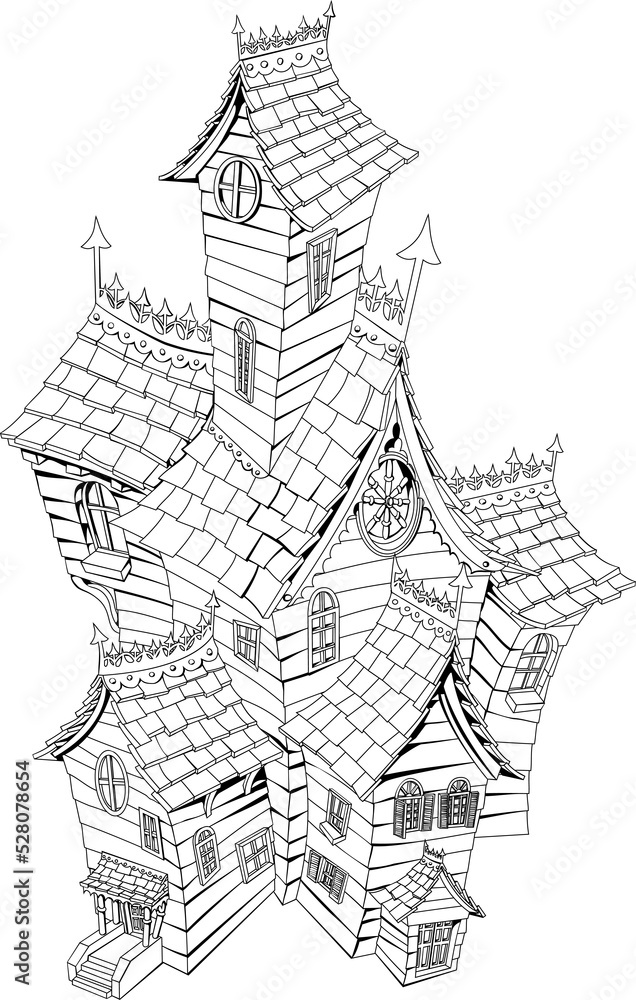 Naklejka premium Spooky haunted house illustration