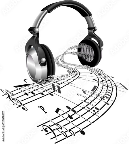 Headphones sheet music note...