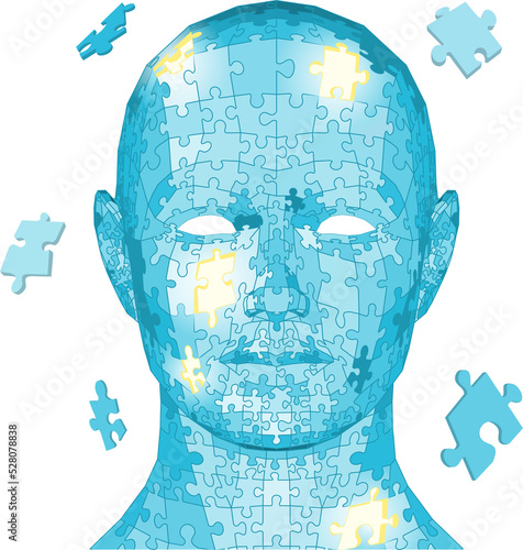 Jigsaw puzzle pieces head
