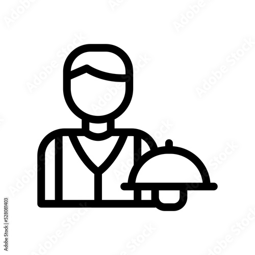 waiter line icon illustration vector graphic 