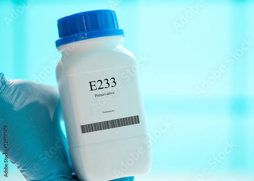 Fotografie Packaging with nutritional supplements E233 preservative