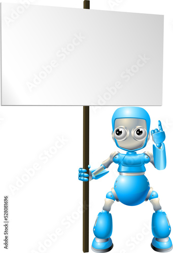 Cute robot character holdin...