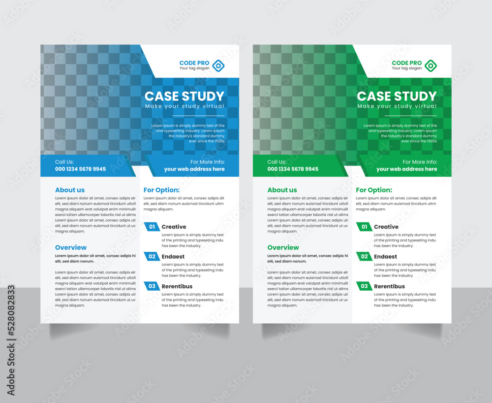 Case study flyer poster leaflet banner in A4 size template vector design