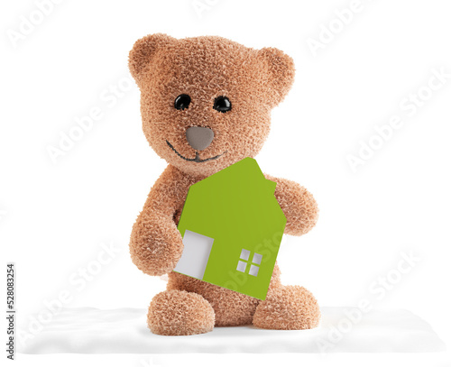 teddy bear with a house sym...