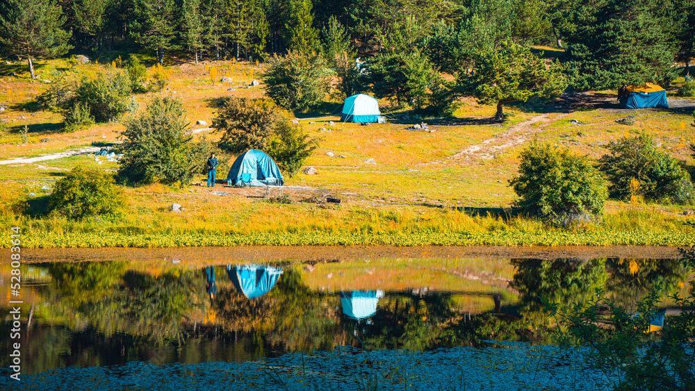 camping in Karagol Geosite, Black Lake, Kizilcahamam, Ankara, Turkey