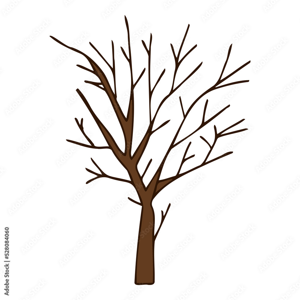 Fototapeta premium Halloween 2022 - October 31. A traditional holiday, the eve of All Saints Day, All Hallows Eve. Trick or treat. Vector illustration in hand-drawn doodle style. A scary creepy tree.