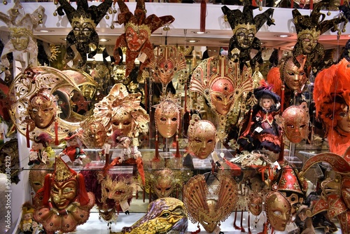 Wall of Venetian masquerade masks