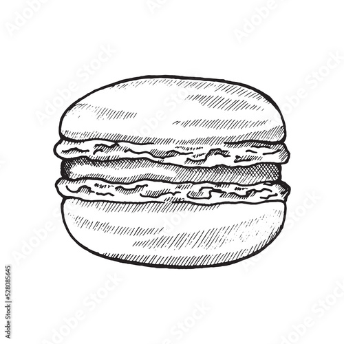 Macaroon. Graphic image of a cake on a white background. French pastry macaroon. Vector illustration.