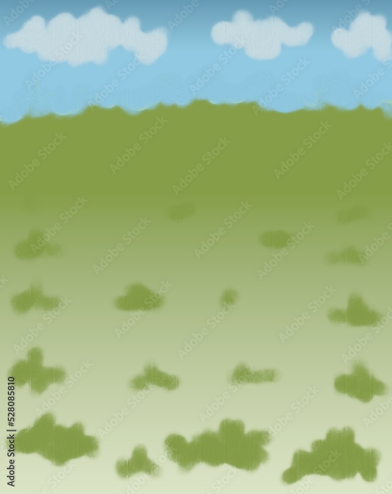 Background green field and blue sky hand drawn nature sunny day bright colors maze game for children