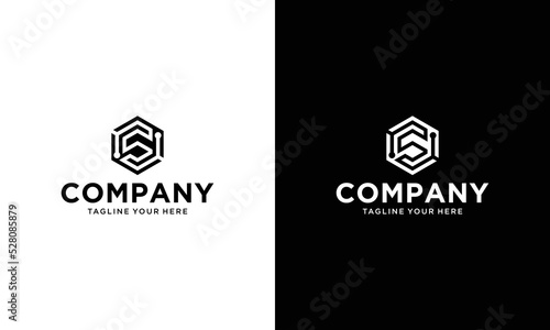 Hexagon letter S logo for technology, internet, web vector illustration on a black and white background.