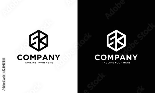 Creative Letter SK Monogram Logo Design Icon Template White and Black Background