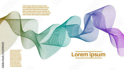 Colorful modern abstract poster with thin line striped blend smoke flow shape card. Creative business background. Cover, template.