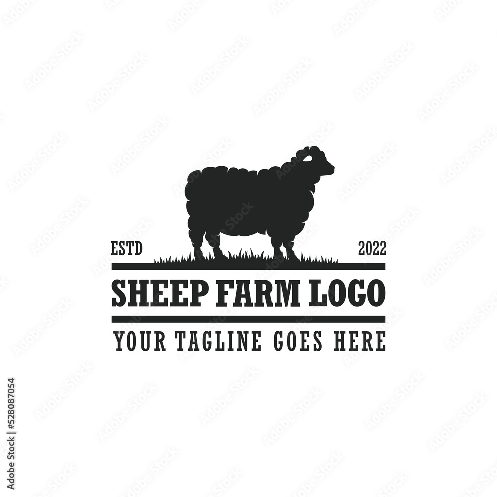 Obraz premium Sheep farm logo vector. Cattle farm logo