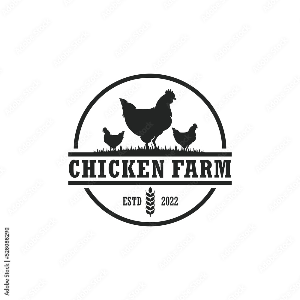 Chicken farm logo vector. Cattle farm logo Chicken farm logo vector. Cattle farm logo