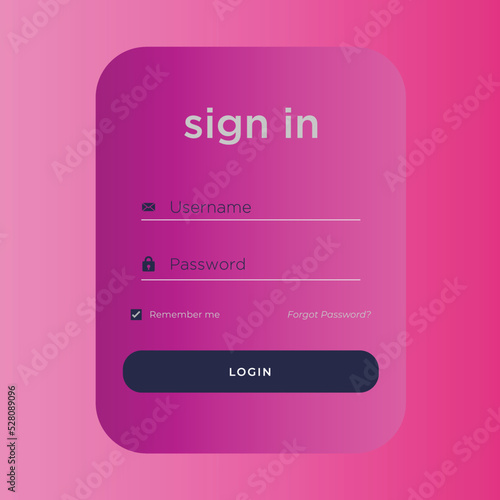 login form, Login page, sign in, Vector design template