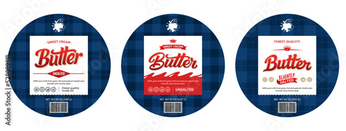 Vector butter round label design, butter packaging design template