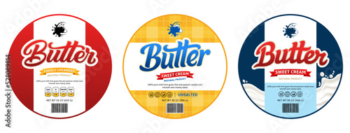 Vector butter round label design, butter packaging design template