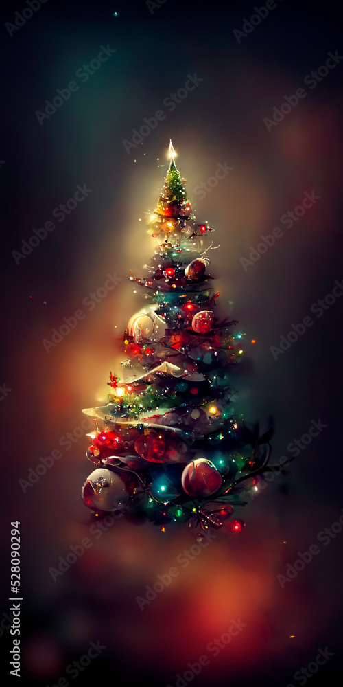abstarct christmas tree on blured backgroun poster ratio