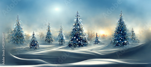 Beautiful tree in winter landscape , illustation © slonme