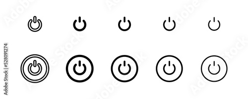 Conjunto de iconos de encendido. Concepto de encender y apagar. Interruptor de energía photo