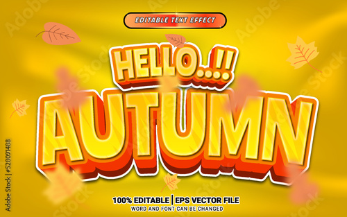 Hello autumn 3d text effect editable template font headline design