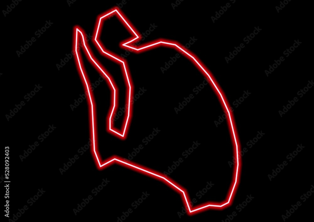 Red glowing neon map of Barbuda Antigua and Barbuda on black background. Red glowing neon map of Barbuda Antigua and Barbuda on black background.