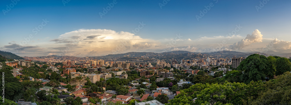 Panoramic view of Caracas City during a beautiful sunset.