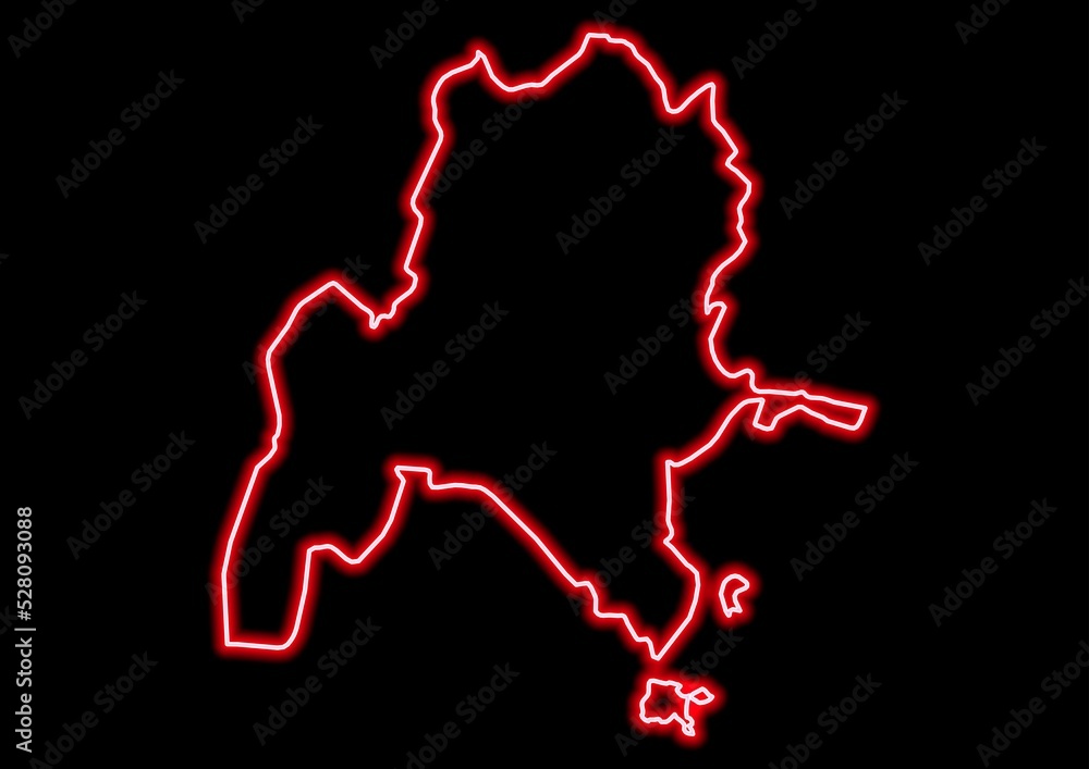 Red glowing neon map of Benshangul-Gumaz Ethiopia on black background. Red glowing neon map of Benshangul-Gumaz Ethiopia on black background.