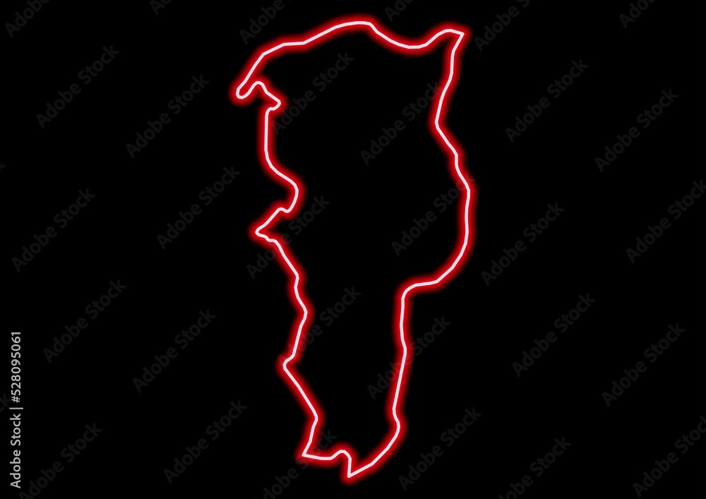 Red glowing neon map of Bolivar Ecuador on black background. Red glowing neon map of Bolivar Ecuador on black background.