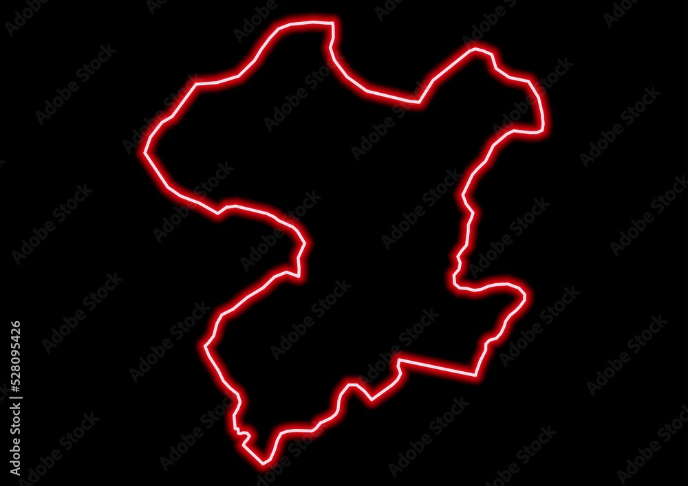 Red glowing neon map of Boulgou Burkina Faso on black background. Red glowing neon map of Boulgou Burkina Faso on black background.