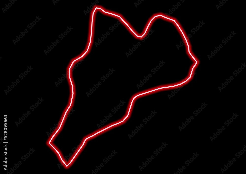 Red glowing neon map of Brazzaville Republic of the Congo on black background. Red glowing neon map of Brazzaville Republic of the Congo on black background.