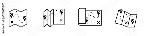 Fotografie Conjunto de iconos de mapa con ruta de ubicación