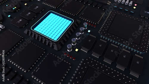 Fototapeta Naklejka Na Ścianę i Meble -  components of computing power on a chip . the concept of next-generation computer technology