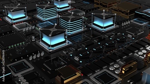 components of quantum computer parts . next generation computer technology concept