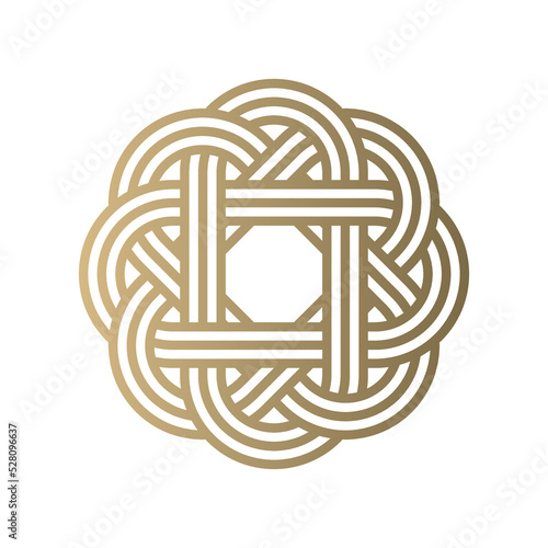 Golden celtic knot symbol. Vector illustration