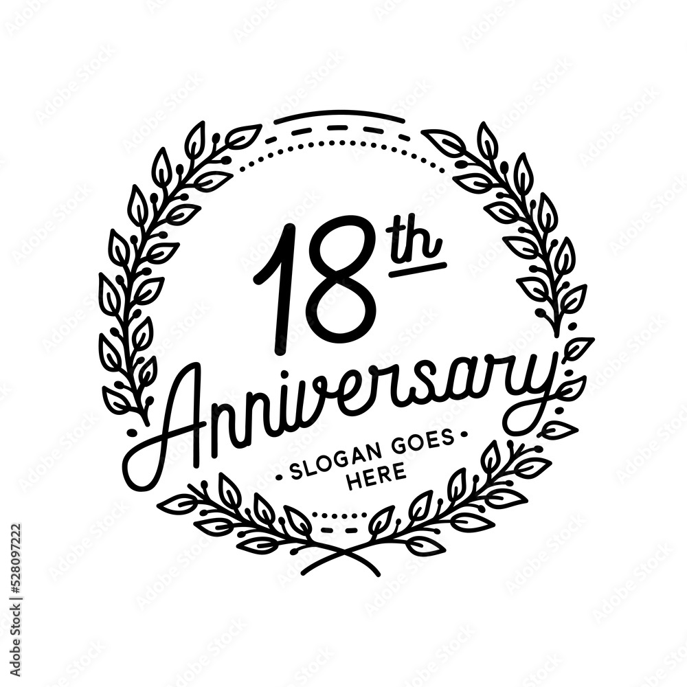 18 years anniversary celebrations design template. 18th logo. Vector and illustrations.
