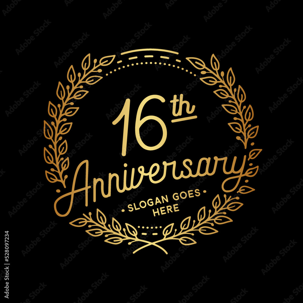 16 years anniversary celebrations design template. 16th logo. Vector and illustrations.
16 years anniversary celebrations design template. 16th logo. Vector and illustrations.