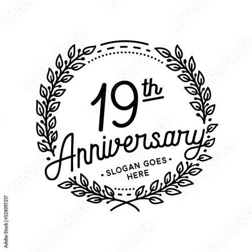 19 years anniversary celebrations design template. 19th logo. Vector and illustrations.
