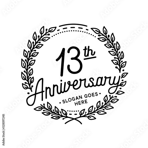13 years anniversary celebrations design template. 13th logo. Vector and illustrations. 