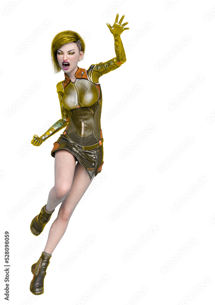 cyborg girl comic run in a white background cyborg girl comic run in a white background