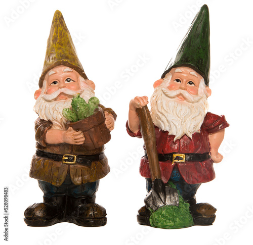 Two garden gnomes on a transparent background