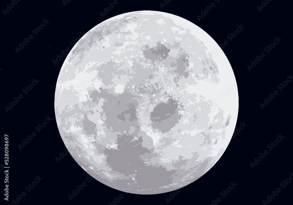 Vetor de Luna llena en una noche oscura. do Stock