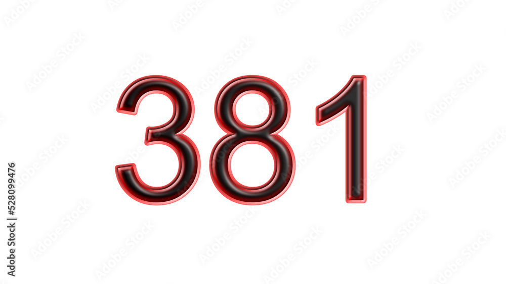 red 381 number 3d effect white background red 381 number 3d effect white background