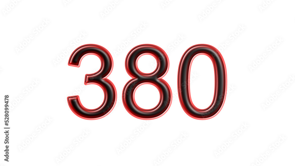 red 380 number 3d effect white background red 380 number 3d effect white background