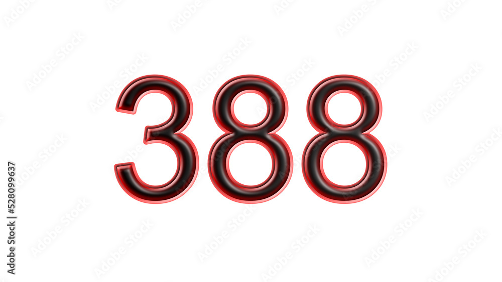 red 388 number 3d effect white background red 388 number 3d effect white background