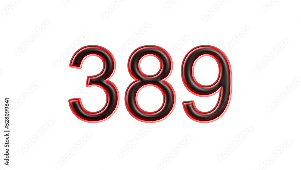 red 389 number 3d effect white background red 389 number 3d effect white background