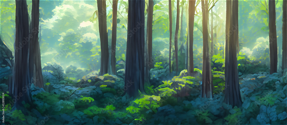 Premium AI Image  A beautiful rural nature forest an illustration